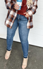 skinny hem and slide slit denim jeans