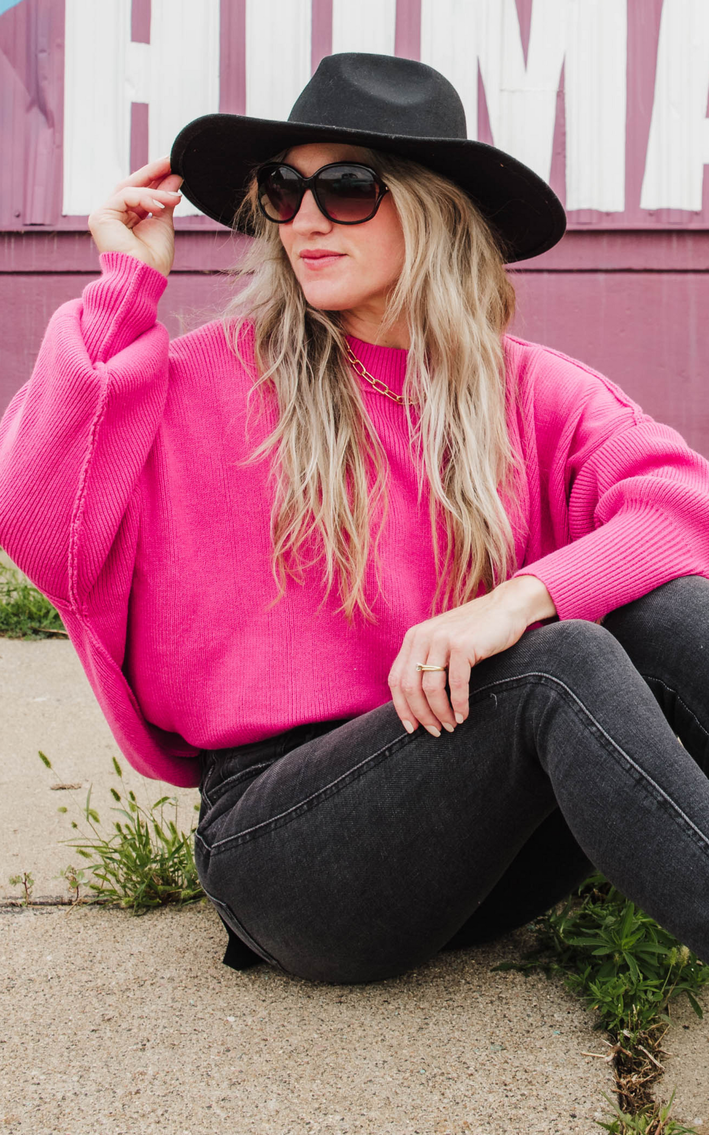 hot pink sweater