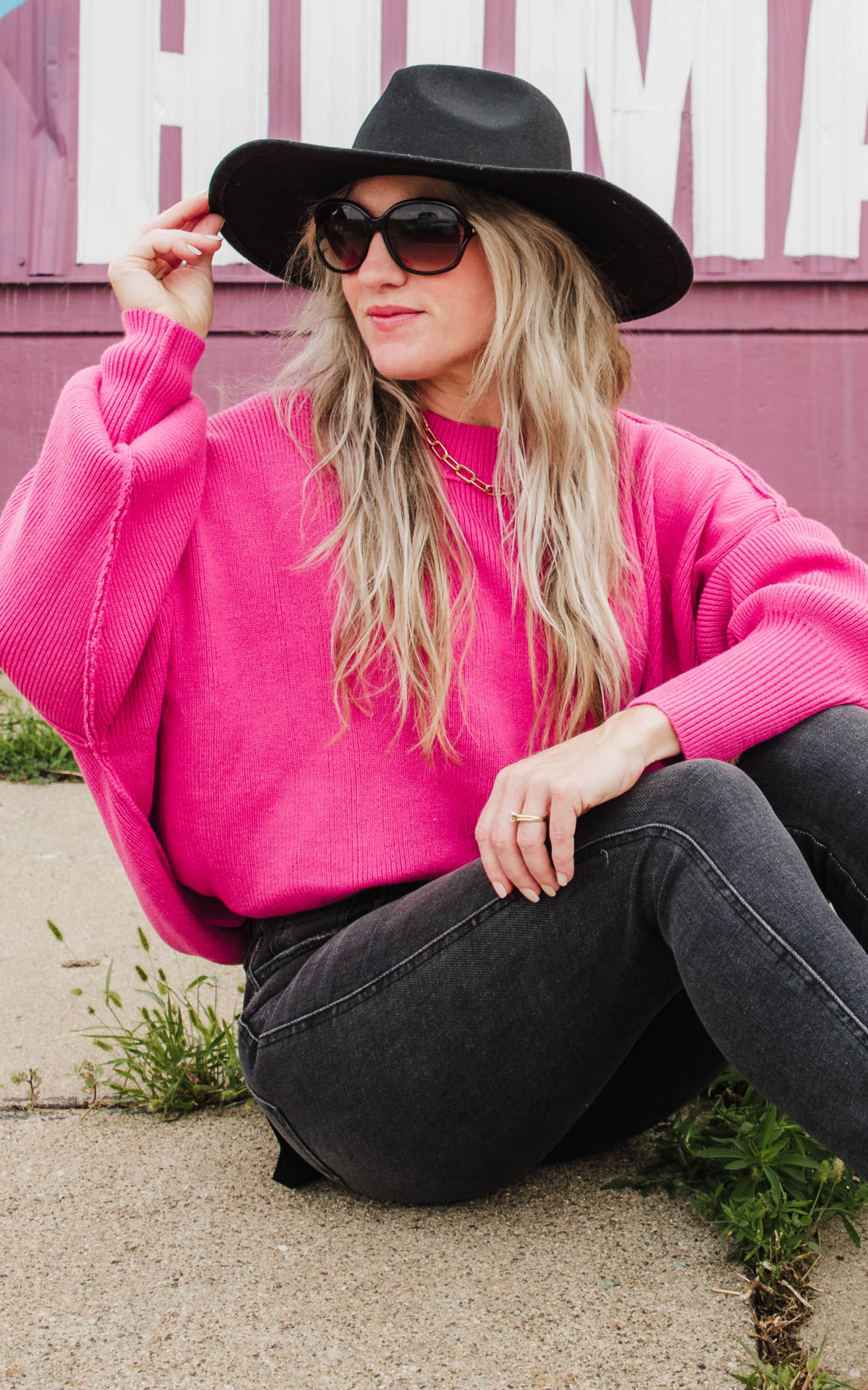 hot pink sweater