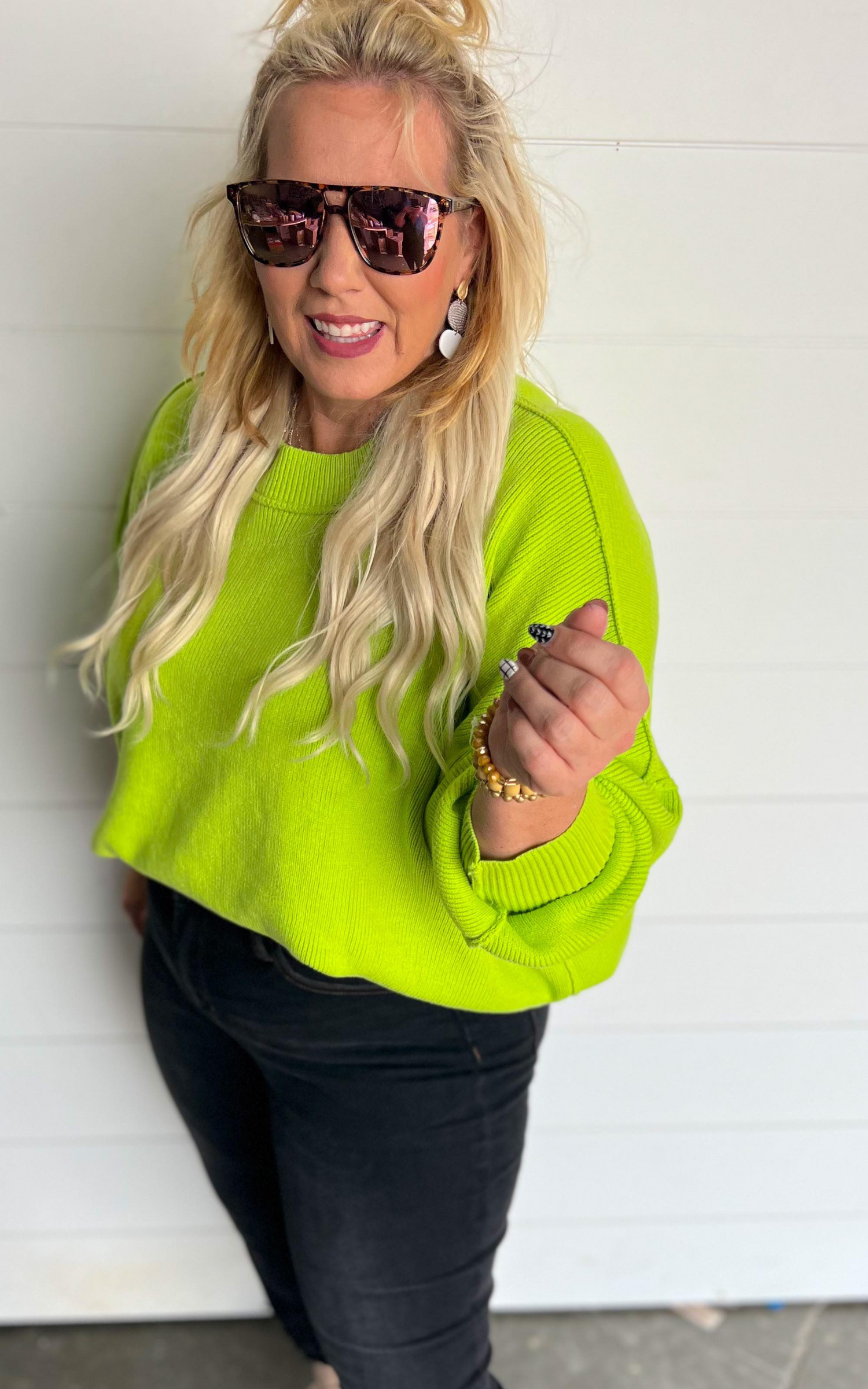 white birch neon yellow sweater