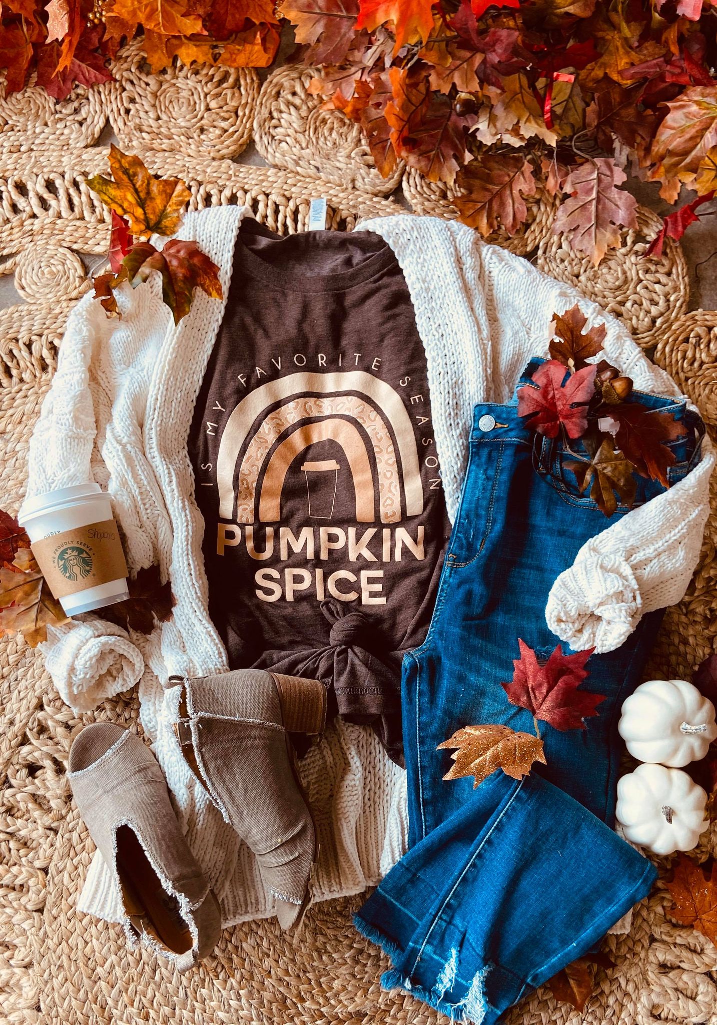 Taste the Pumpkin Spice Rainbow Tee- Heather Brown, CLOTHING, BAD HABIT APPAREL, BAD HABIT BOUTIQUE