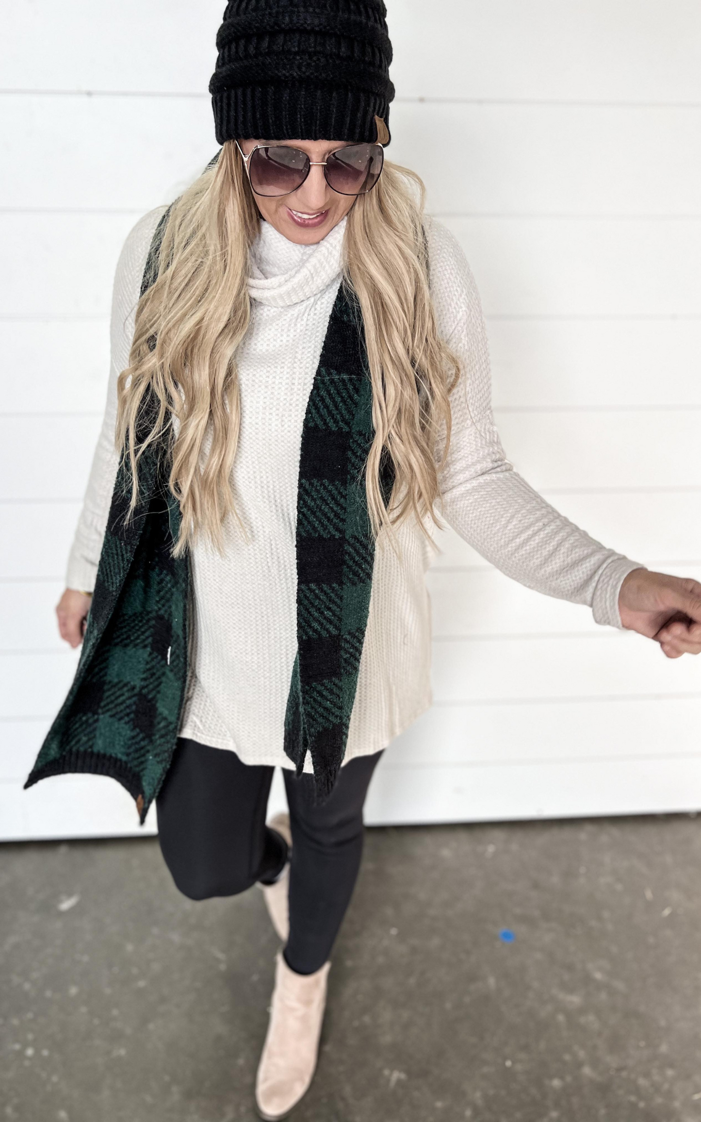 ivory brushed waffle tunic