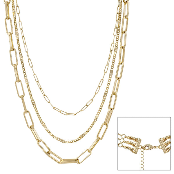 Triple Stacked Gold Chain Necklace
