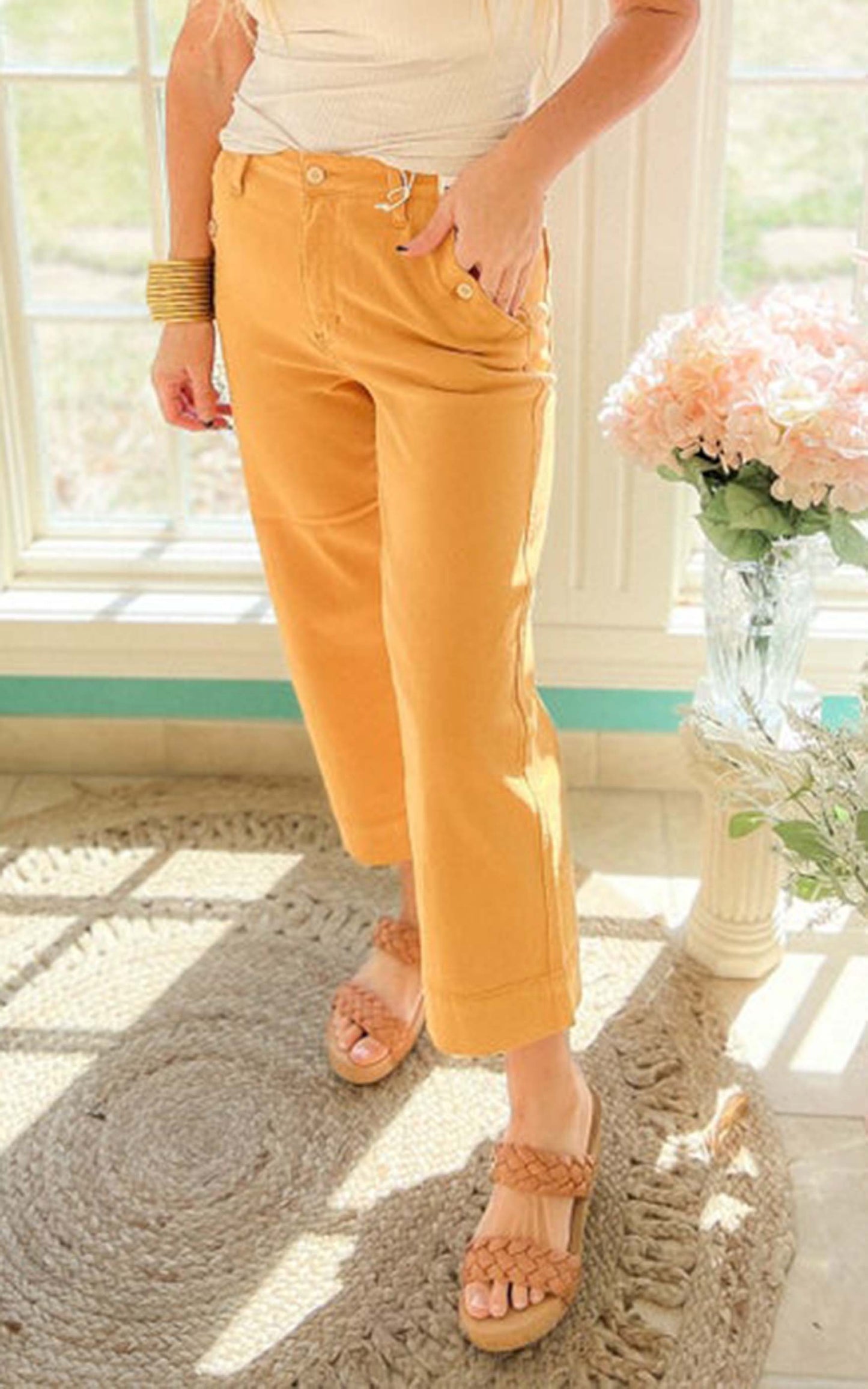 Judy Blue Mustard Wide Leg Cropped Denim | FINAL SALE