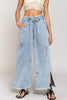 Denim Wide Leg Drawstring Pants | POL - Final Sale