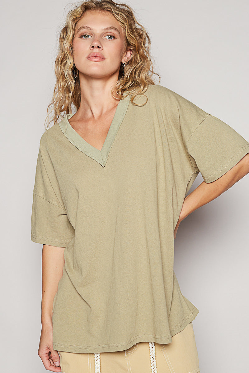 Stone Washed Solid Loose Fit Tee | POL (3 COLORS)