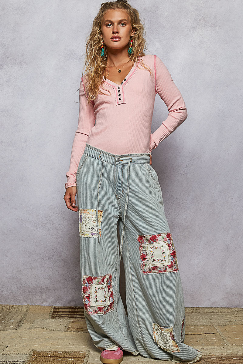 Striped Oversized Denim Pants | POL - Final Sale