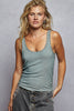 Fall Ribbed Metallic Stud Basic Tank Top | POL