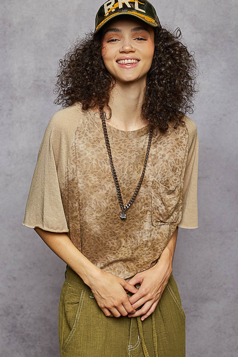 Leopard Colorblock Loose Fit Tee | POL
