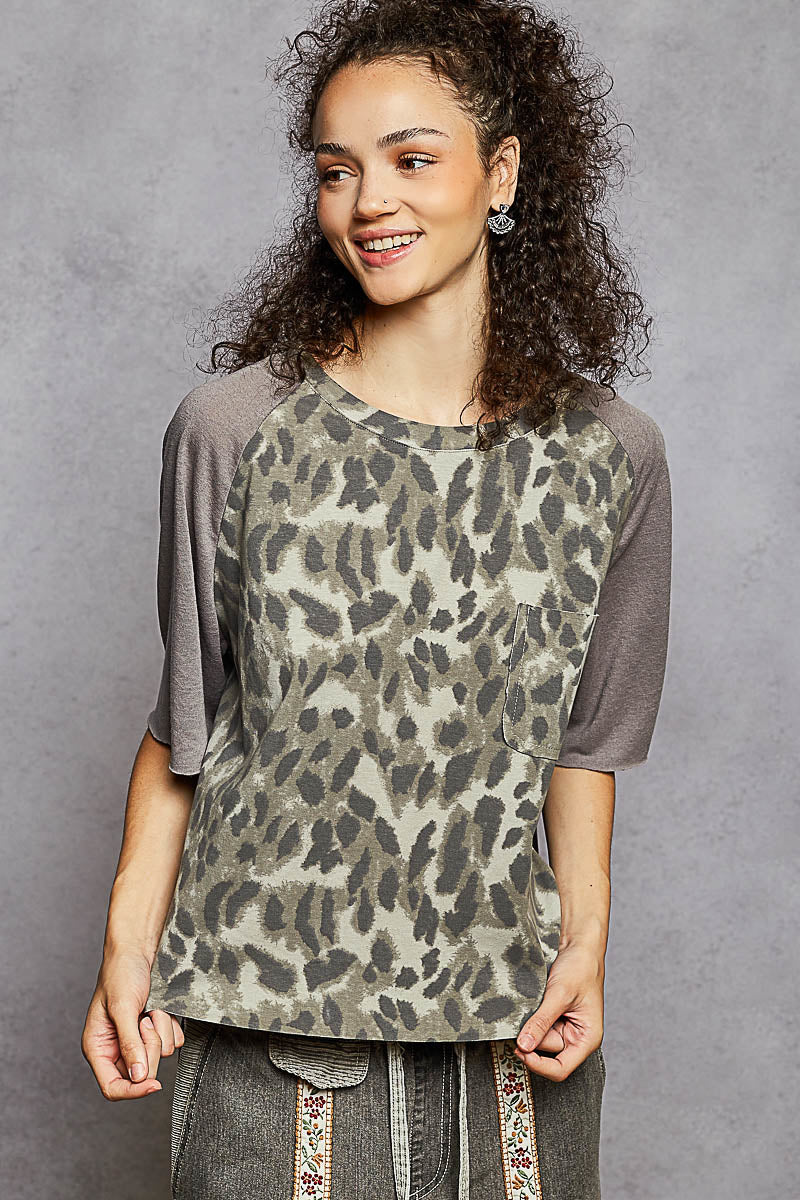 Leopard Colorblock Loose Fit Tee | POL