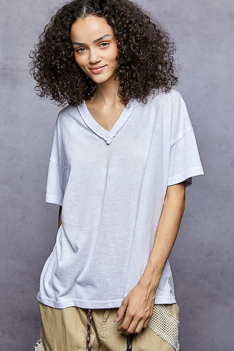 Stone Washed Solid Loose Fit Tee | POL (3 COLORS)