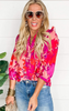 Hit Them With A Pop of Fuchsia Floral Blouse