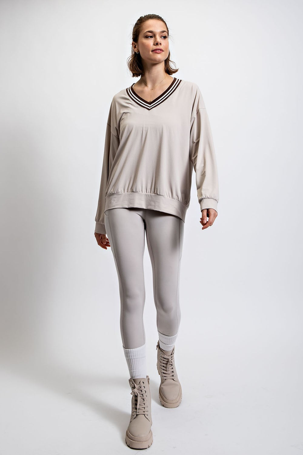 Quick Dry V-neck Long Sleeve Sweatshirt | RAE MODE