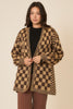 Brown Checker Jacquard Knit Open Cardigan | COZY CO *30A SEPT PREORDER