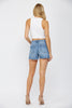 The Acadia High Rise Cut Off Denim Shorts | Mica