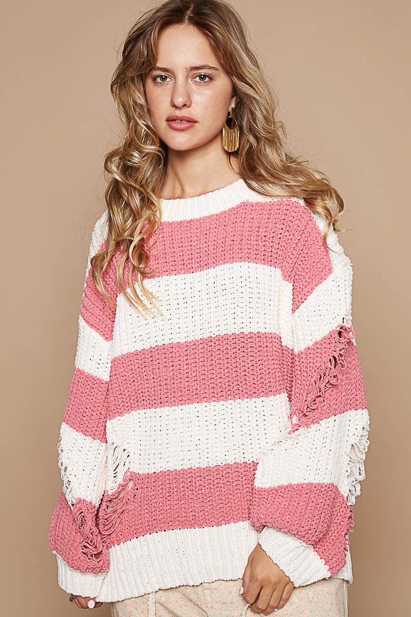 Distressed Stripe Sweater | POL *PREORDER ITEM*