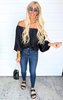 Off the Shoulder Peasant Top - Black