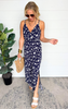 Navy Sleeveless Surplice Maxi Dress