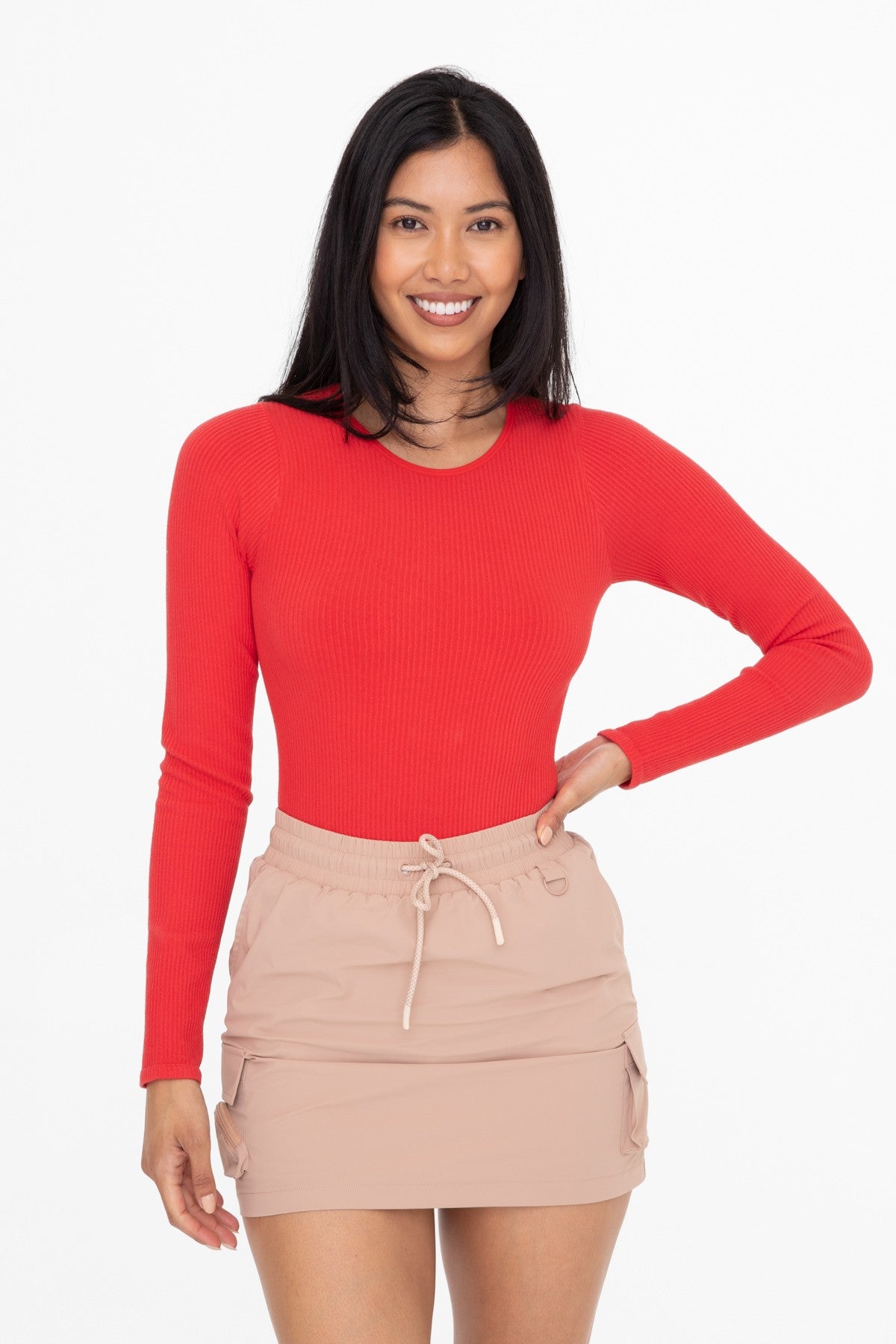 Ribbed Seamless Long Sleeve Bodysuit | MONO B