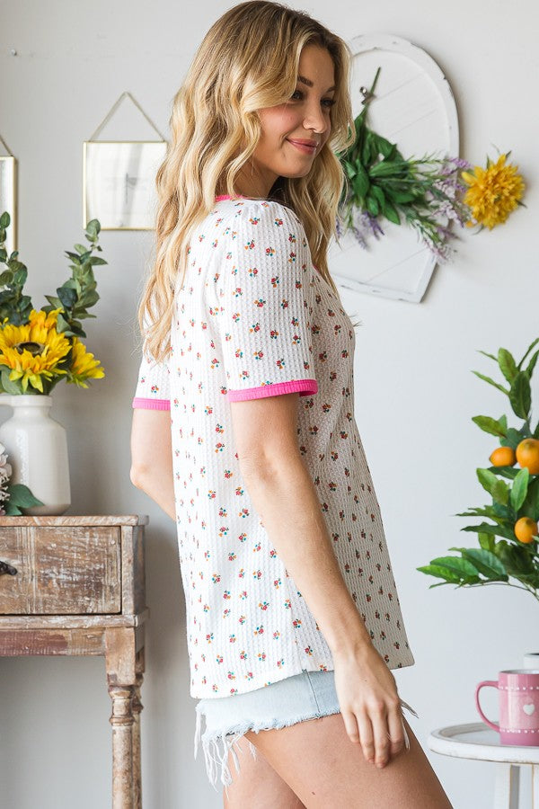 Multi Color Solid And Ditsy Floral Top | HEIMISH - Final Sale