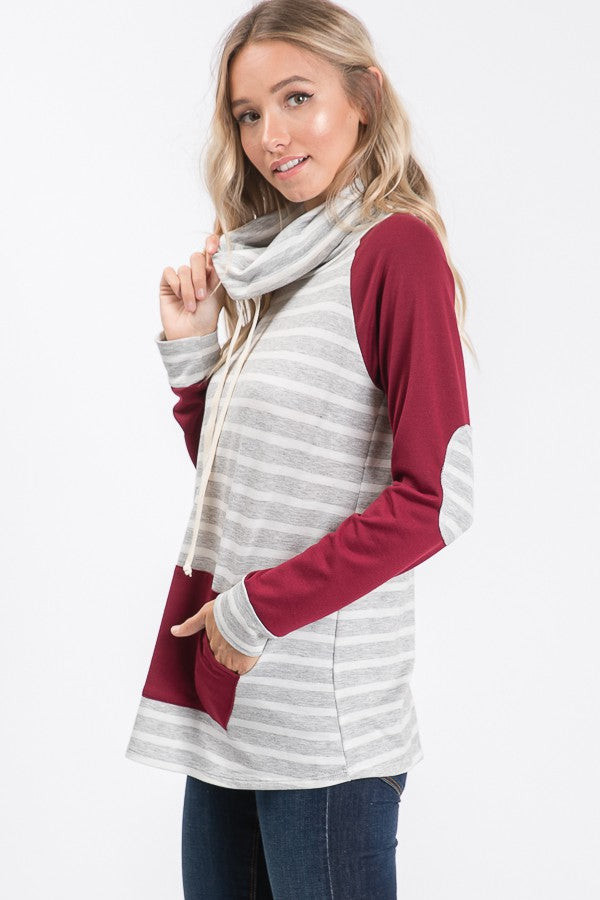 Striped Cowl Neck Tunic Top*DEAL - COUPON EXCLUDED*