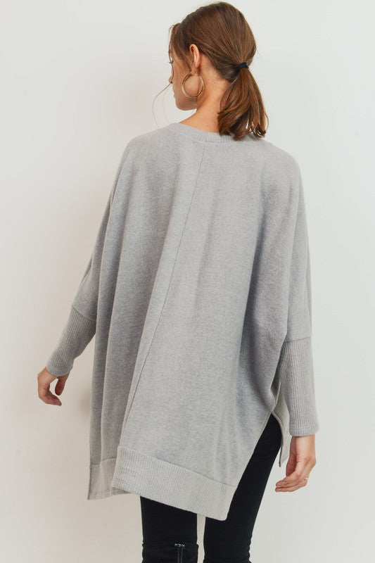 Heather Grey Round Neck Oversize Tunic - Final Sale