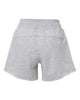 Back product shot of the grey fleece shorts.