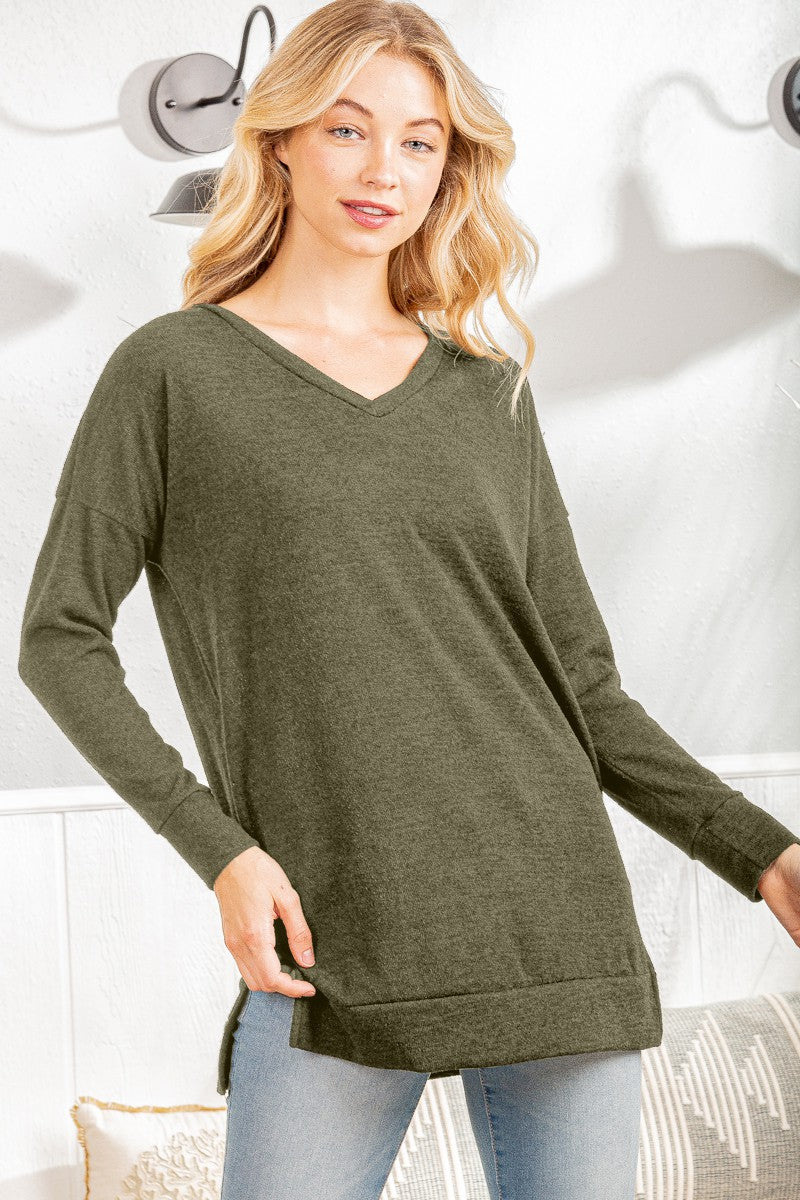 V-Neck Solid Tunic Sweater * LAS VEGAS LIVE PREORDER