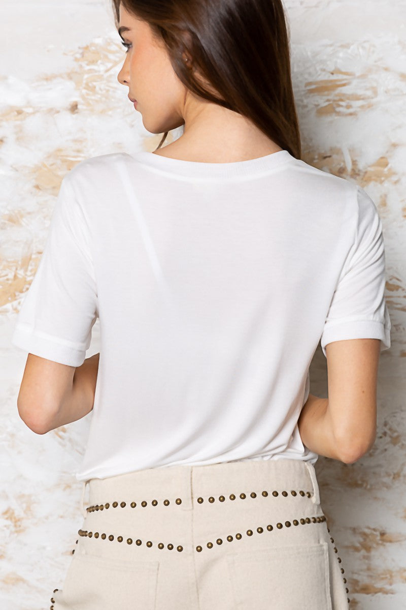 Pocket detailed V-neck Knit Top - POL - Final Sale