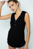 Black Button Easy Tank Top