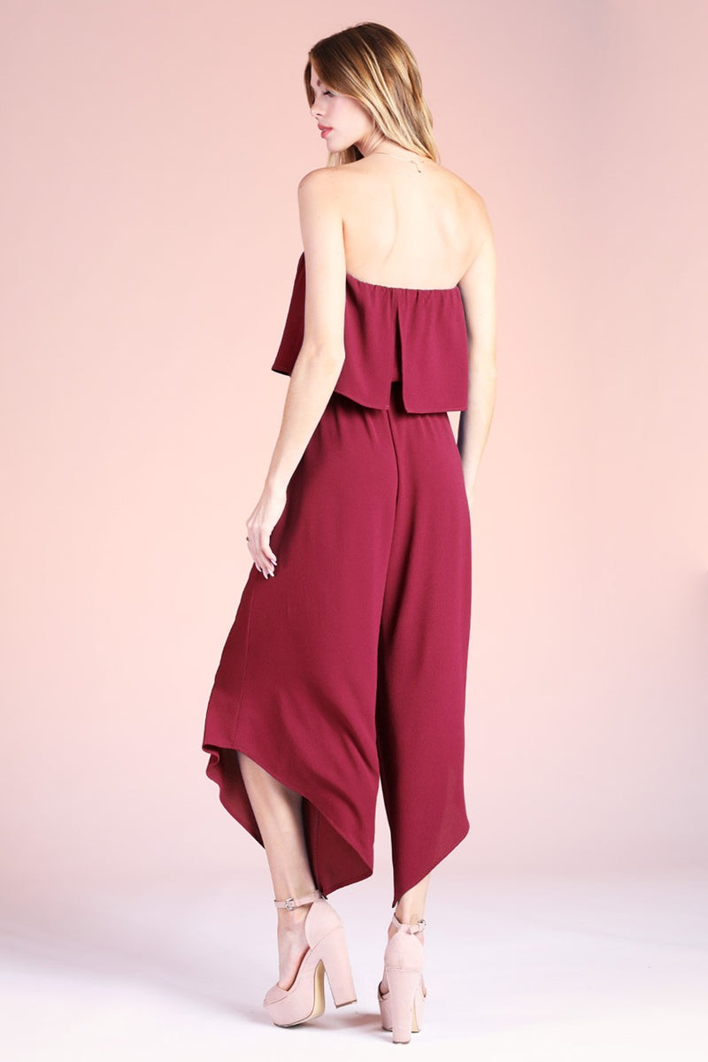 Ready for It Strapless Jumpsuit | Wine