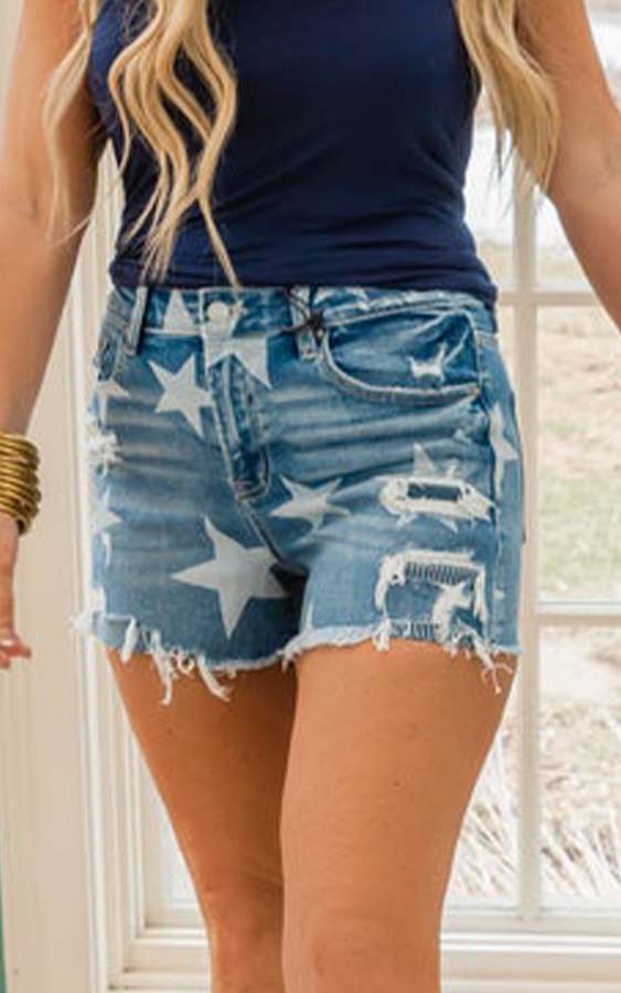 The American Flag Star Denim Short | MICA - Final Sale