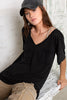 Oversized V-Neck Slub Tee | POL