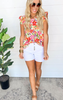 Flower Child Ruffled Short Sleeve Floral Top