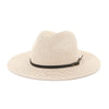 Pink Sunscreen Straw Hat with Black Belt