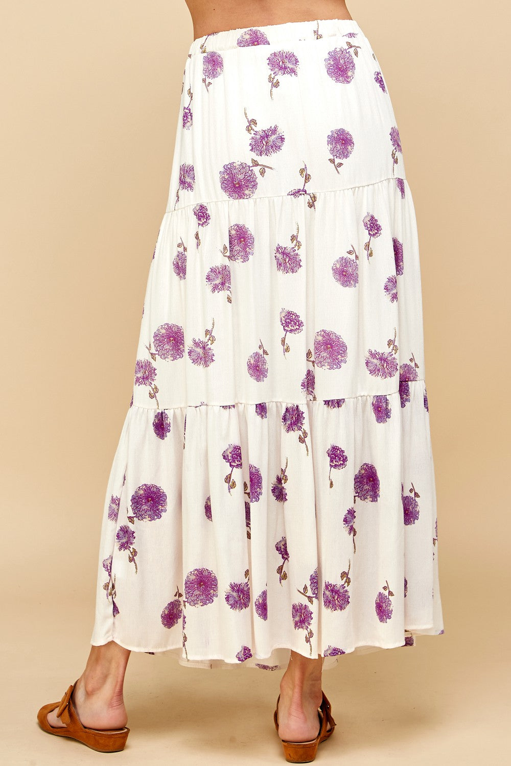 Lavender Floral Print Tiered Maxi Skirt | FINAL SALE