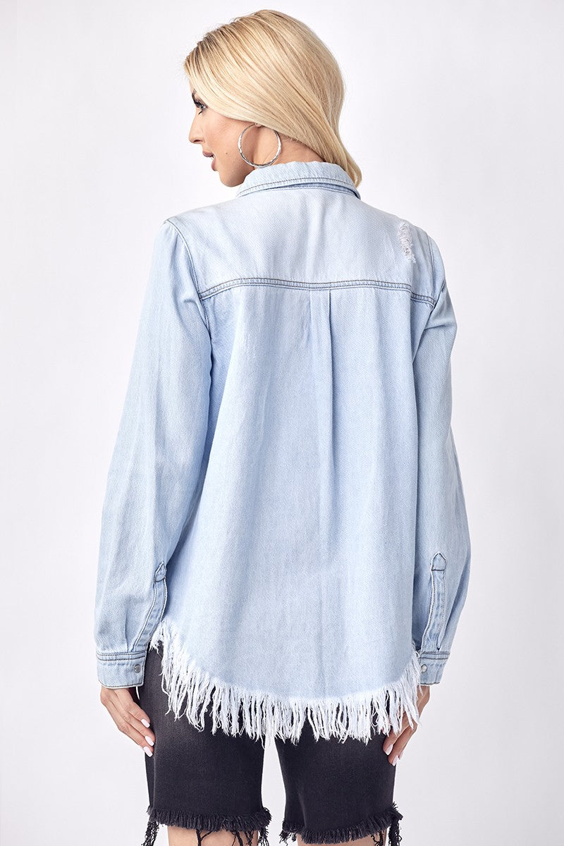 Vintage Frayed Denim Shirt | Risen - Final Sale