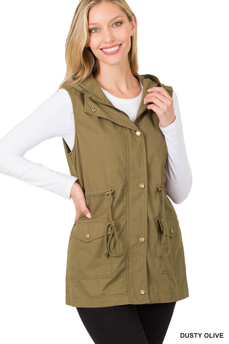 Military Hoodie Vest | Zenana - Final Sale
