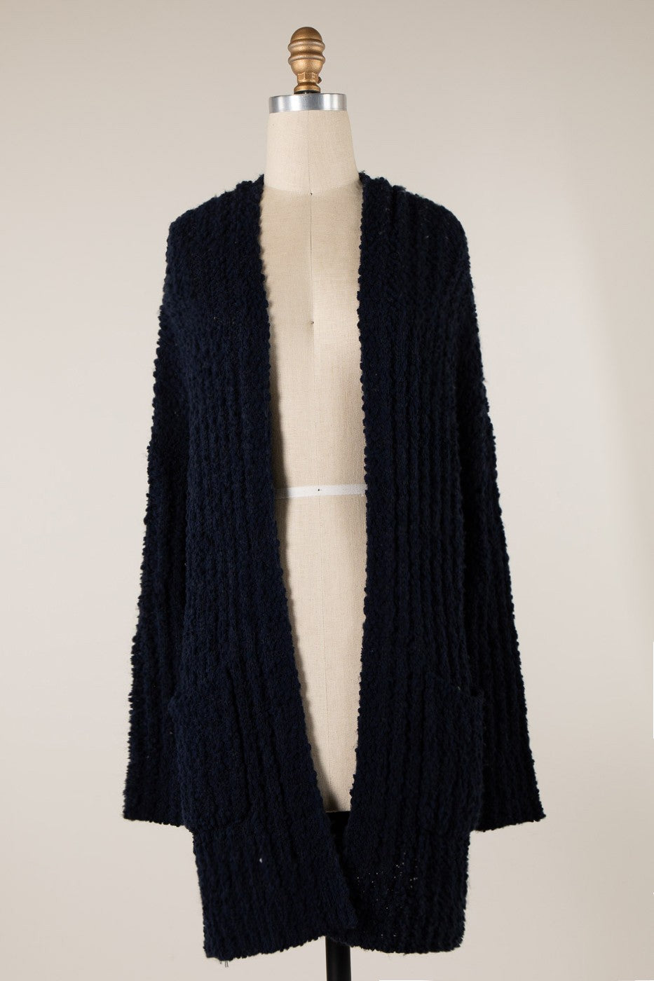 Ribbed Popcorn Knit Long Cardigan *New Colors*