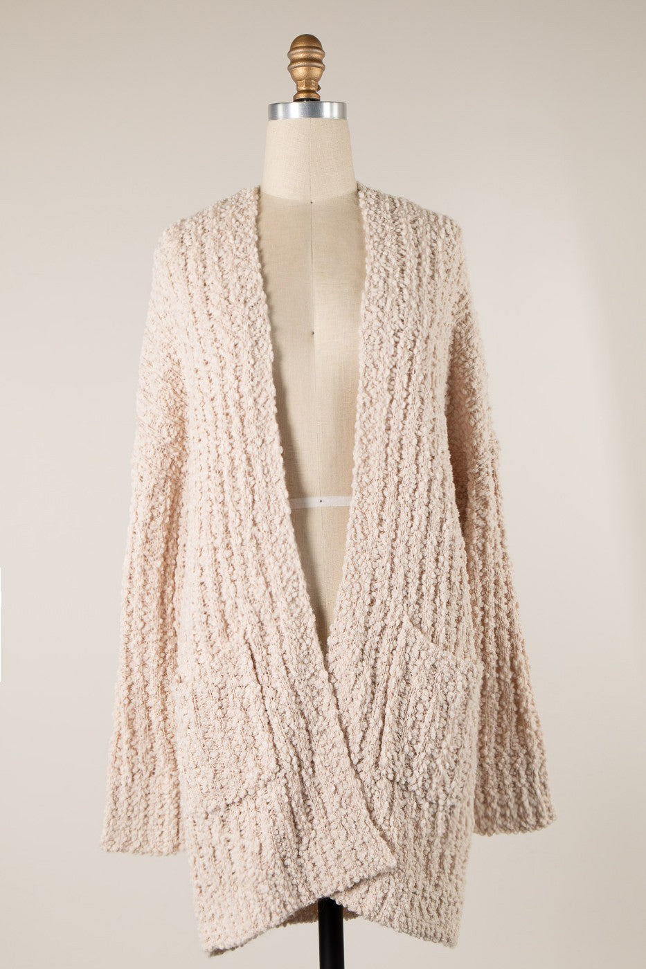 Ribbed Popcorn Knit Long Cardigan *New Colors*