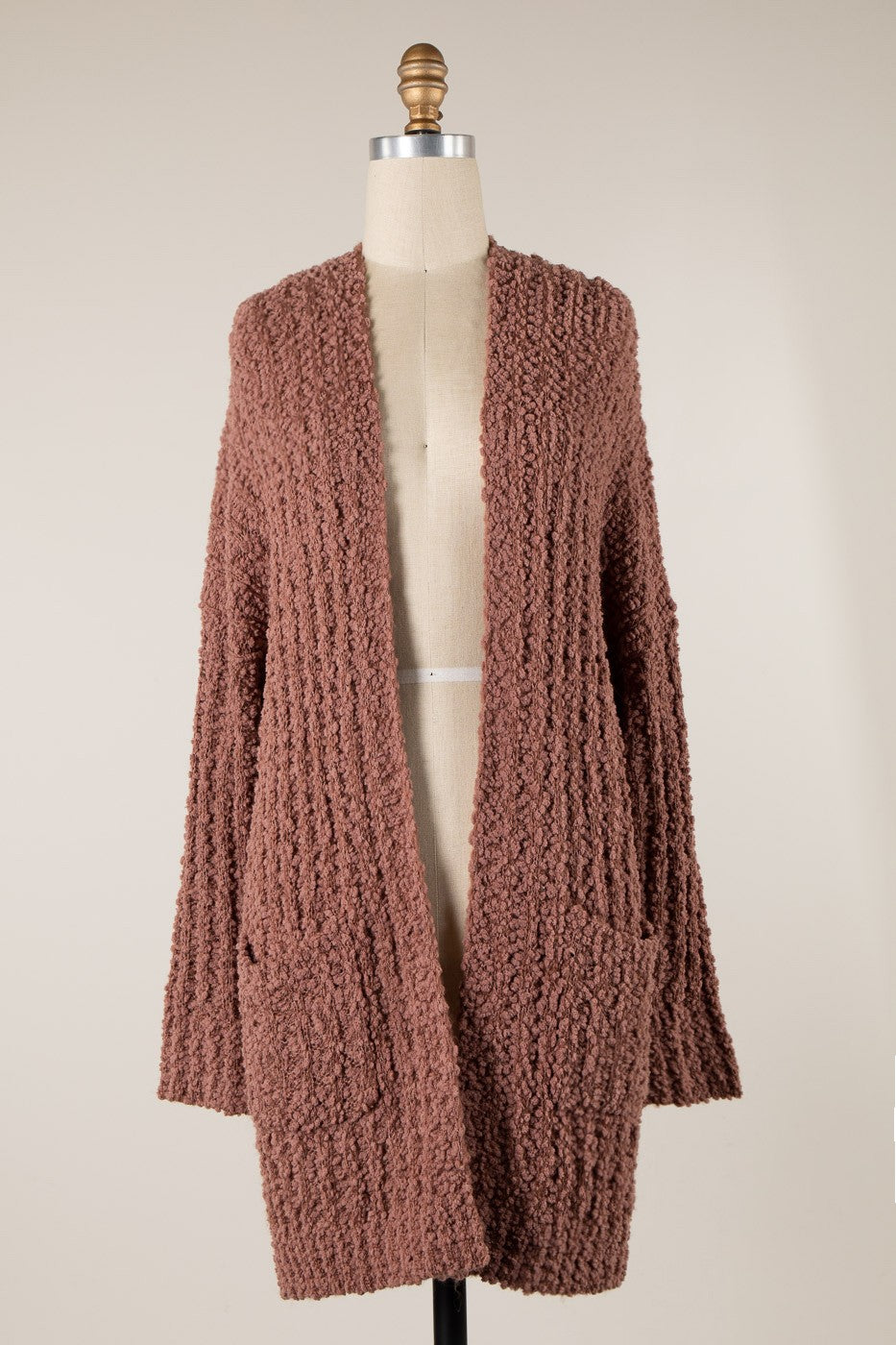 Ribbed Popcorn Knit Long Cardigan *New Colors*