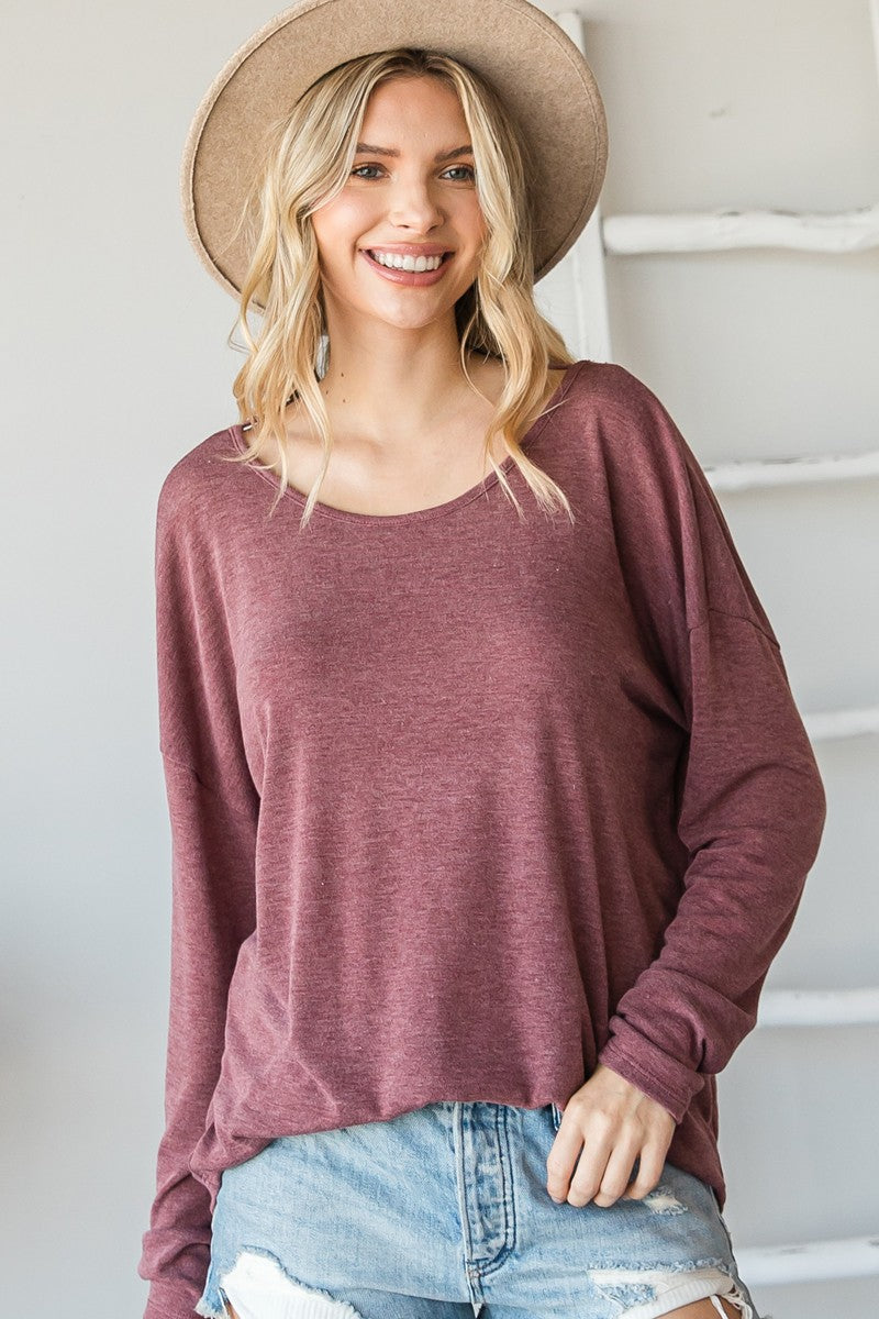 Solid Racerback Layered Long Sleeve Top