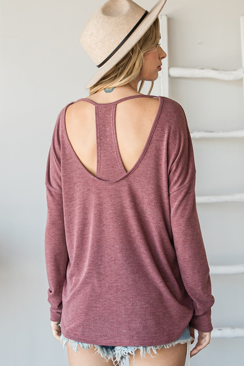 Solid Racerback Layered Long Sleeve Top