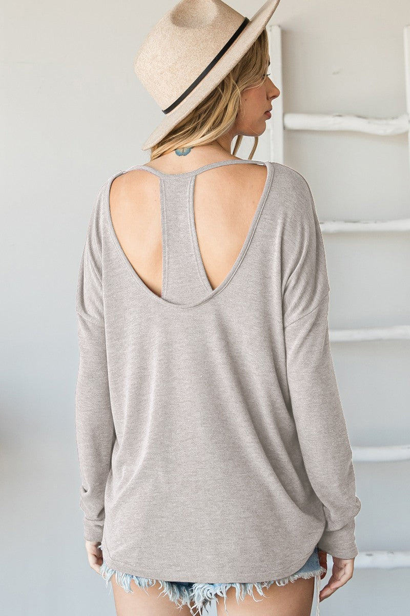 Solid Racerback Layered Long Sleeve Top