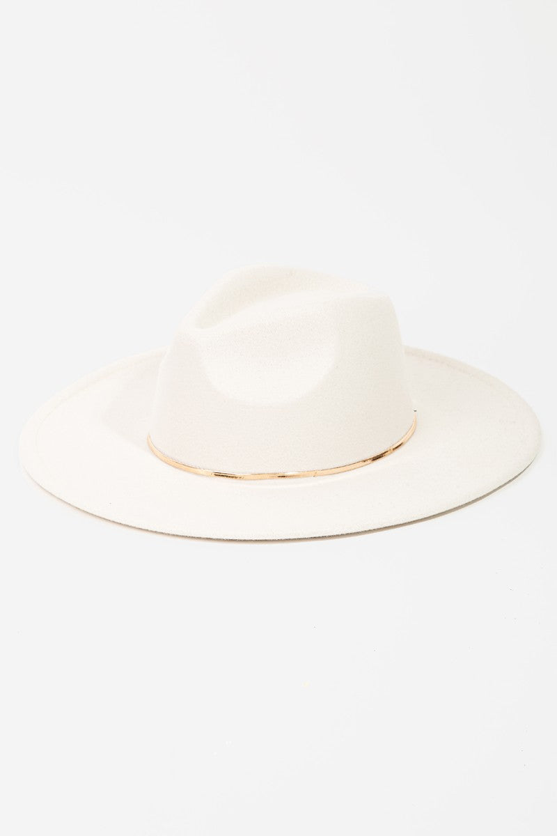 Flat Brim Herringbone Chain Fedora Hat