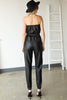 Faux Leather Strapless Jumpsuit