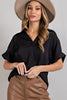 Short Sleeve Collared Blouse Top - Final Sale