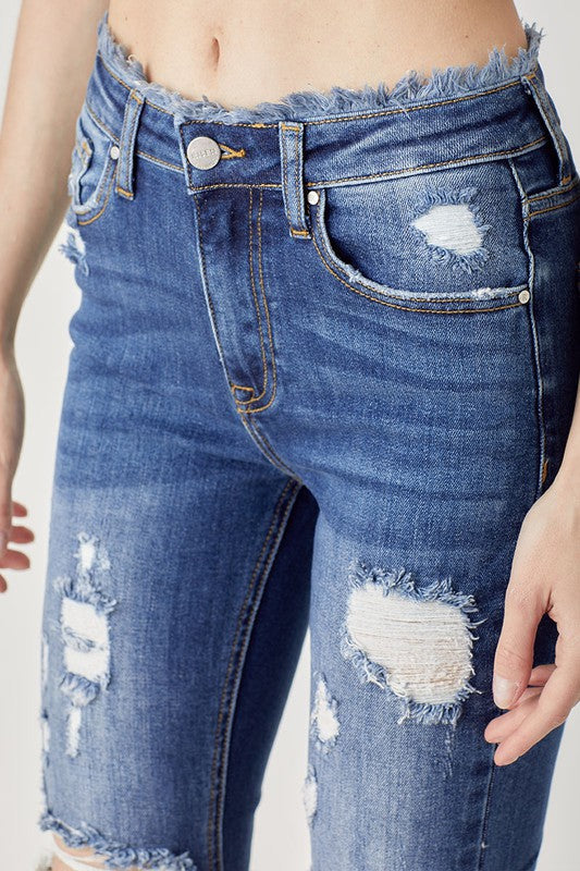 Frayed Edge Distressed Straight Leg Denim | Risen - Final Sale