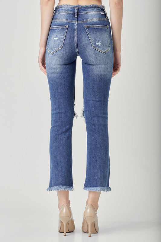 Frayed Edge Distressed Straight Leg Denim | Risen - Final Sale