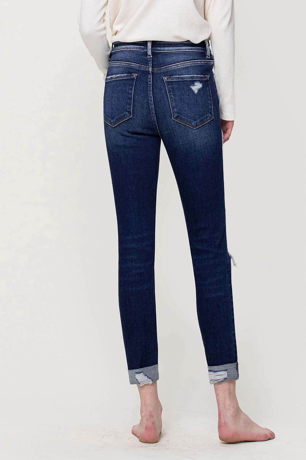 FLYING MONKEY | Forget High Rise Patched Cuffed Crop Skinny Denim Jeans